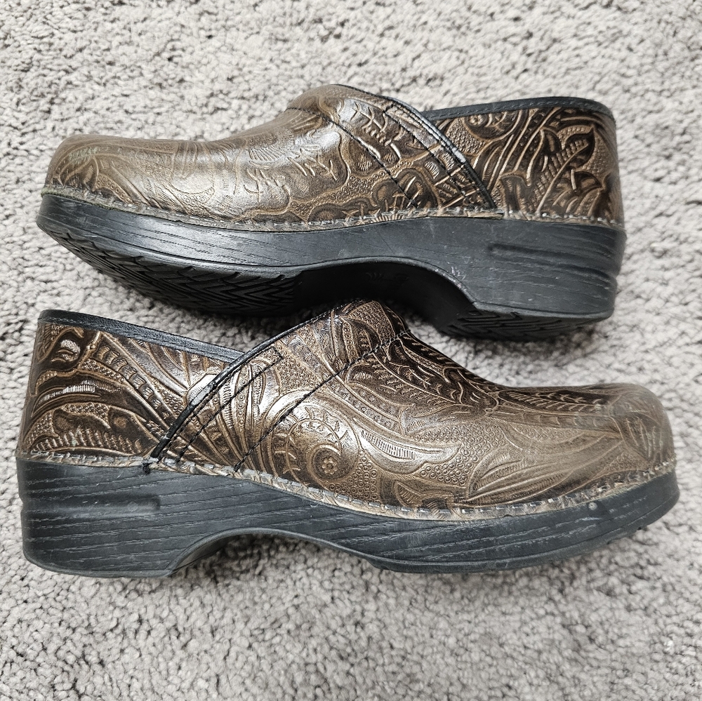 Dansko Brown Embossed Mules